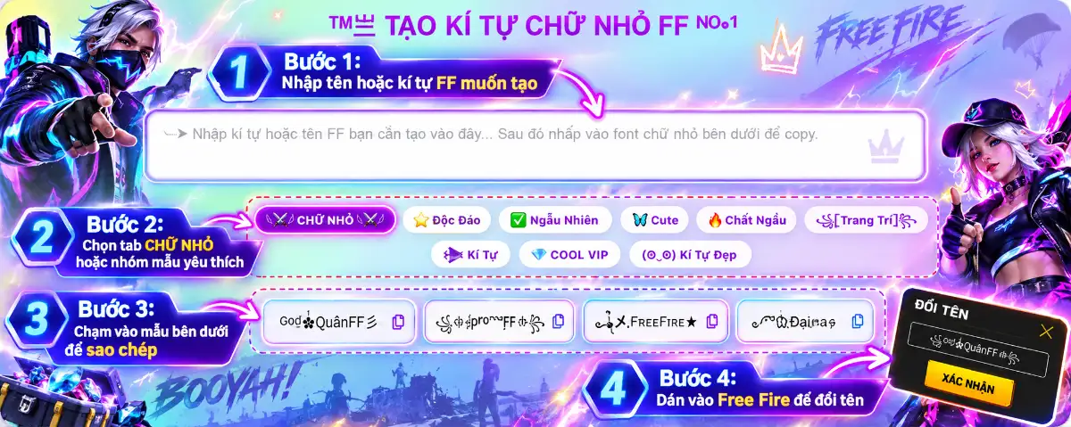 Cách tạo kí tự chữ nhỏ FF