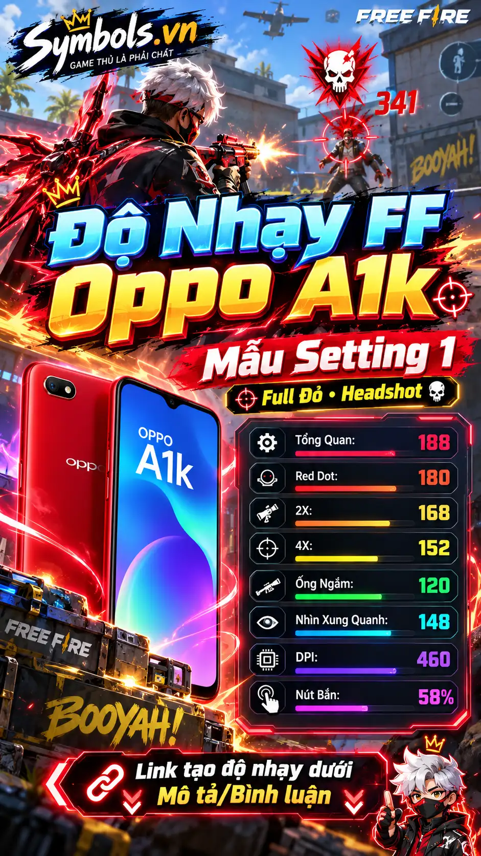 Độ Nhạy FF Oppo A1k Headshot