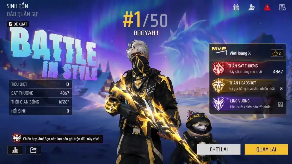 Ảnh Sảnh Chờ Free Fire Với Chuỗi Top 1 Liên Tiếp