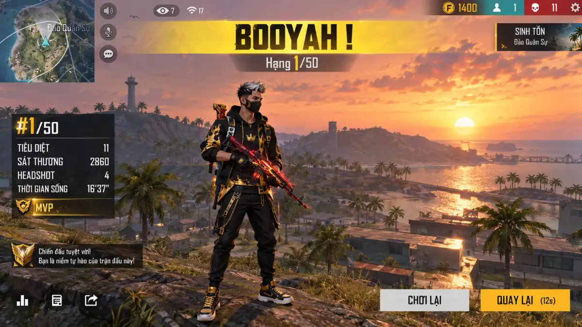 Ảnh Top 1 Free Fire Booyah Lúc Hoàng Hôn