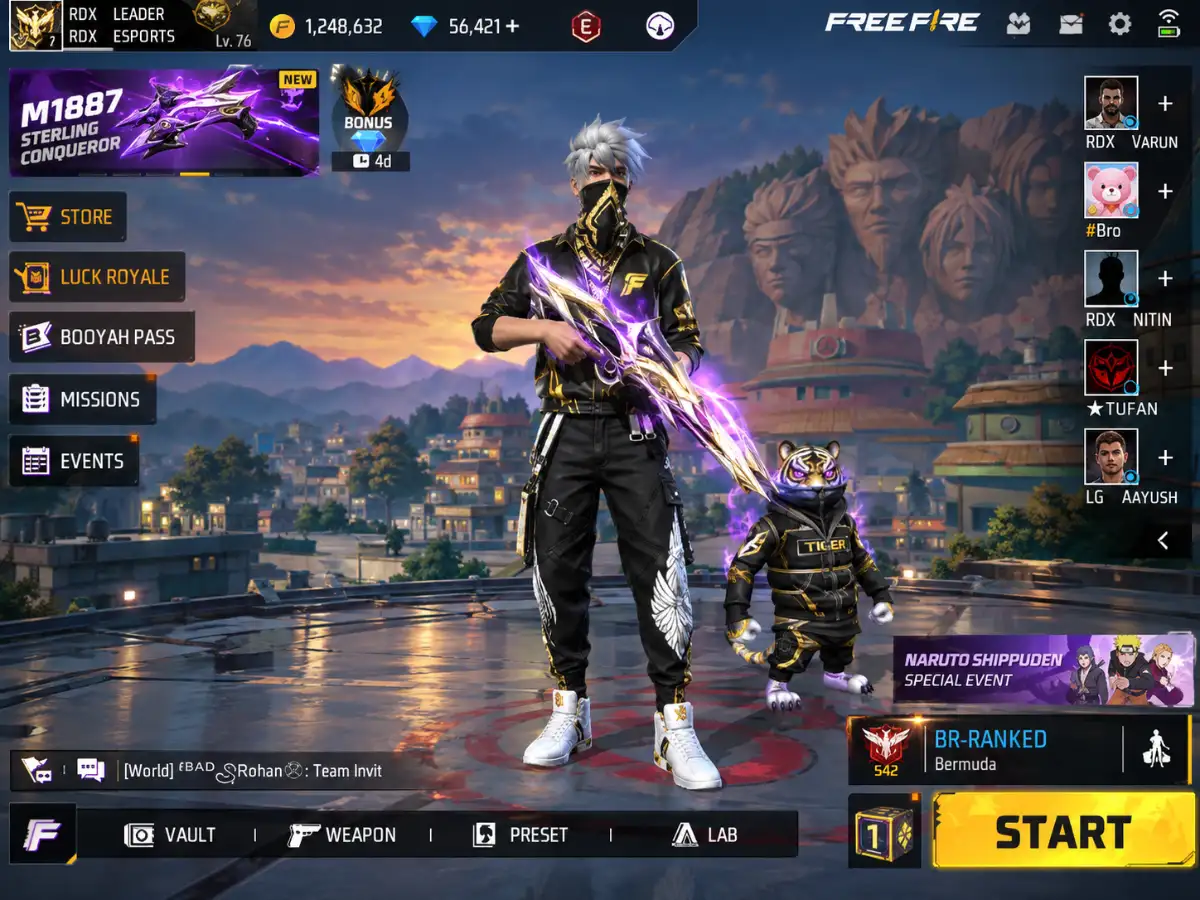 Ảnh sảnh chờ Free Fire cầm súng skin đẹp