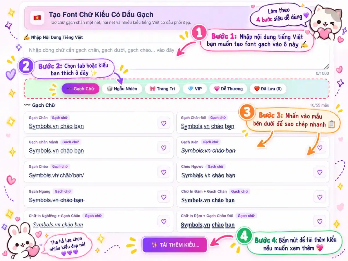 Cách Tạo Font Chữ Tiếng Việt Có Dấu Gạch Chân, Gạch Chéo, Gạch Dưới