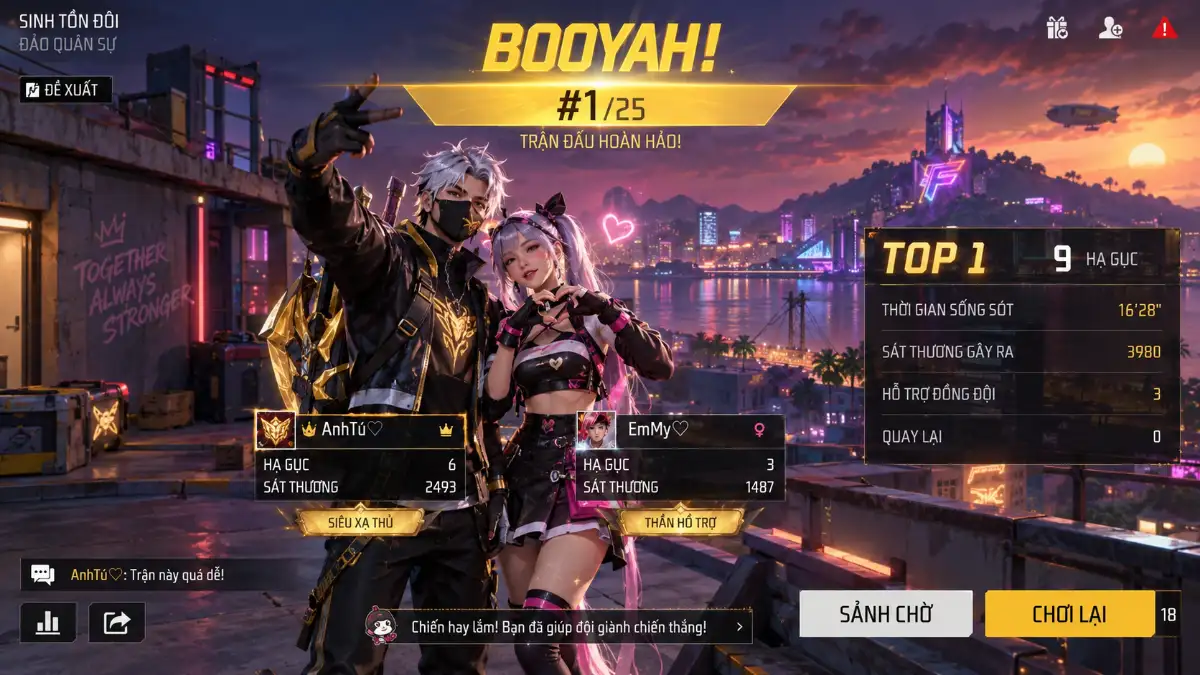 Hình Cặp Đôi Top 1 Free Fire Chụp Ảnh Booyah