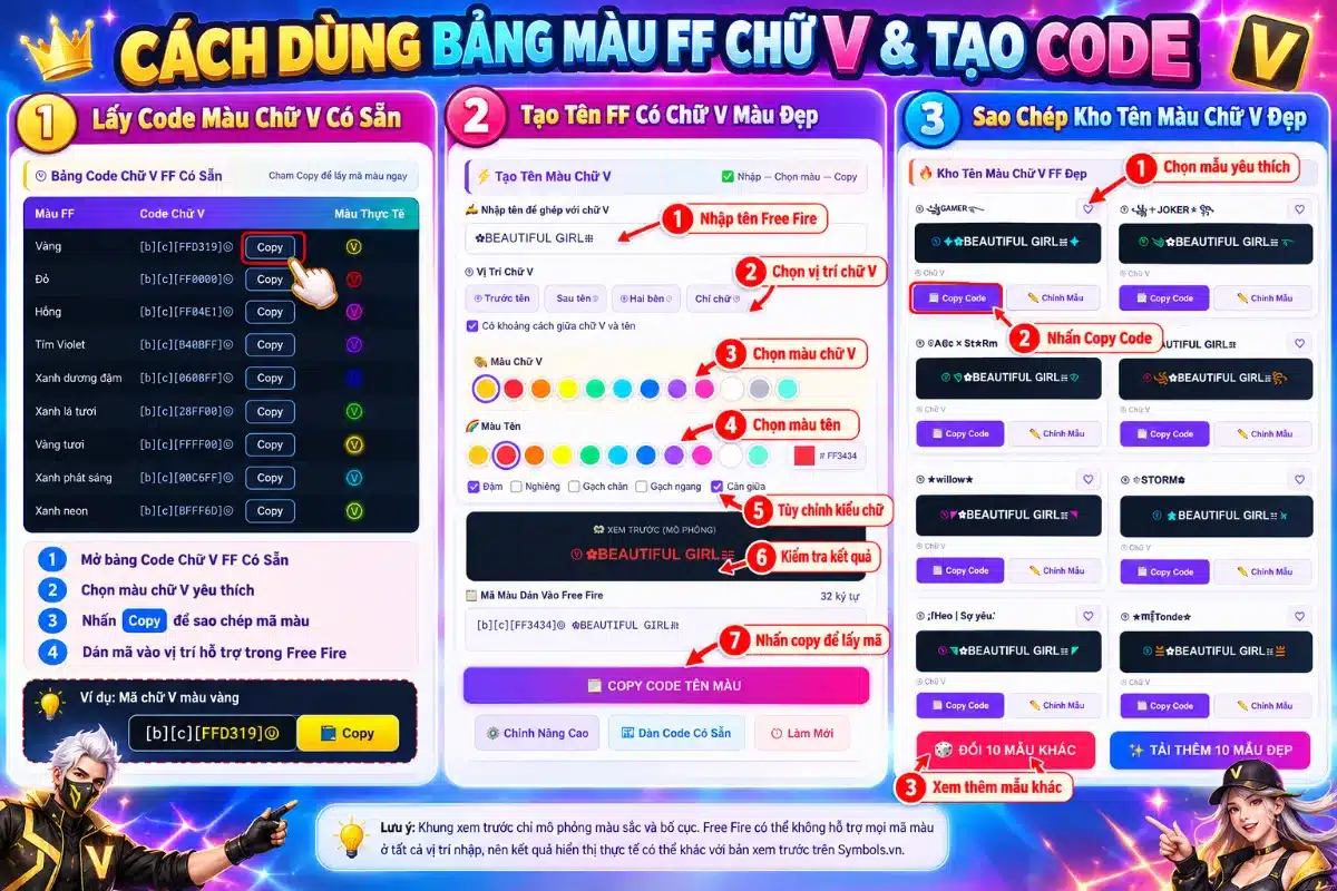 Hướng Dẫn Tạo Code Chữ V FF